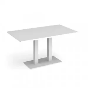 Eros rectangular dining table with flat white rectangular base and twin uprights 1400mm x 800mm – white