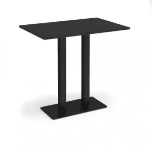 Eros rectangular poseur table with flat black rectangular base and twin uprights 1200mm x 800mm – Black