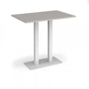 Eros rectangular poseur table with flat white rectangular base and twin uprights 1200mm x 800mm – Light Grey