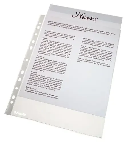 Esselte Multi Punched Pocket Polypropylene A4 46 Micron Top Opening Clear (Pack 100) 56133