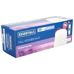 Essentials 13-Gal. Lavender-Scented Tall Kitchen Drawstring Bag, 35-ct Box
