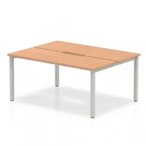 Evolve Plus 1400mm Back to Back 2 Person Desk Oak Top Silver Frame BE175