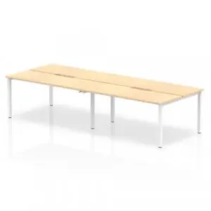 Evolve Plus 1400mm Back to Back 4 Person Desk Maple Top White Frame BE234