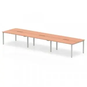 Evolve Plus 1400mm Back to Back 6 Person Desk Beech Top Silver Frame BE293