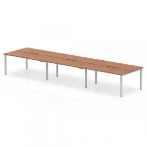 Evolve Plus 1400mm Back to Back 6 Person Desk Walnut Top Silver Frame BE292
