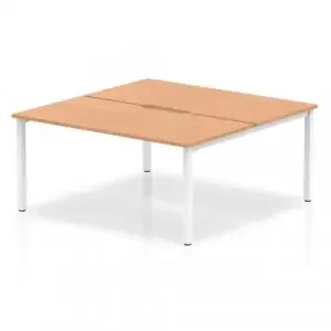 Evolve Plus 1600mm Back to Back 2 Person Desk Oak Top White Frame BE150