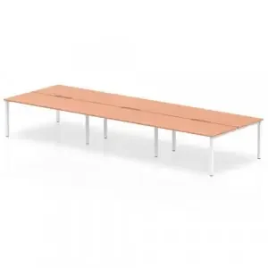 Evolve Plus 1600mm Back to Back 6 Person Desk Beech Top White Frame BE268