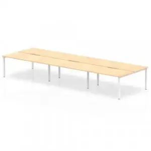 Evolve Plus 1600mm Back to Back 6 Person Desk Maple Top White Frame BE269