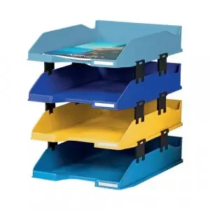 Exacompta Bee Blue Letter Trays Recycled A4 Set of 4 Assorted 113202SETD