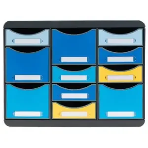 Exacompta Bee Blue Store Box Recycled 11 Drawers Assorted 3137202D
