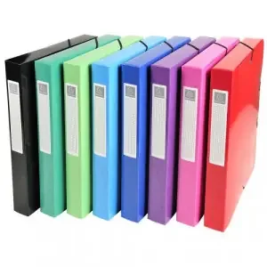 Exacompta Iderama Box File Pressboard A4 40mm Spine Width Elastic Closure Assorted (Pack 8) – 59929E