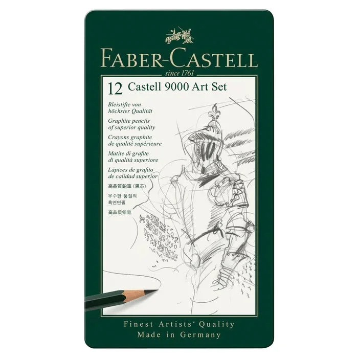 Faber-Castell 9000 Graphite Pencil Sets, Assorted Hardness, Set of 12