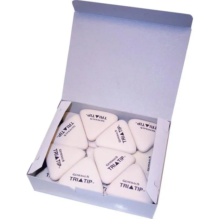 Factis Pencil Tri-Tip Erasers, White, Pack of 24