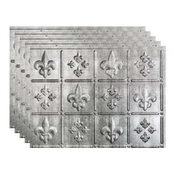 Fasade 18×24 Fleur De Lis Backsplash Panel, Crosshatch Silver, Package Of 5