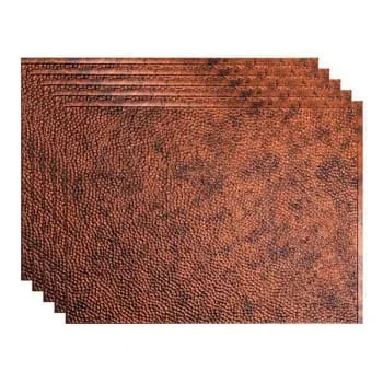 Fasade 18×24 Hammered Vinyl Backsplash Panel, Moonstone Copper, Package Of 5
