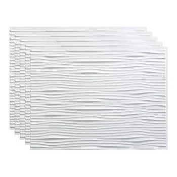 Fasade 18×24 Waves Backsplash Panel, Gloss White, Package Of 5