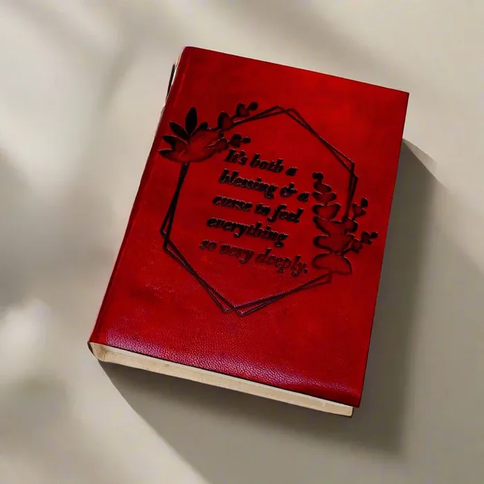*Feel Deeply Quote Leather Journal – Elastic Band