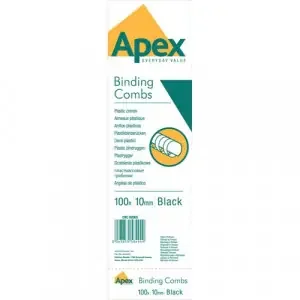 Fellowes Apex Plastic Binding Combs 10mm Black (Pack of 100) 6200501