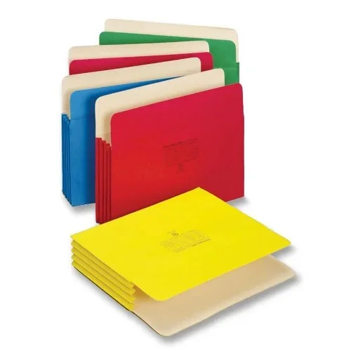 File Pocket, 3-1/2″ Expansion, Letter, 5 per Pack, Assorted