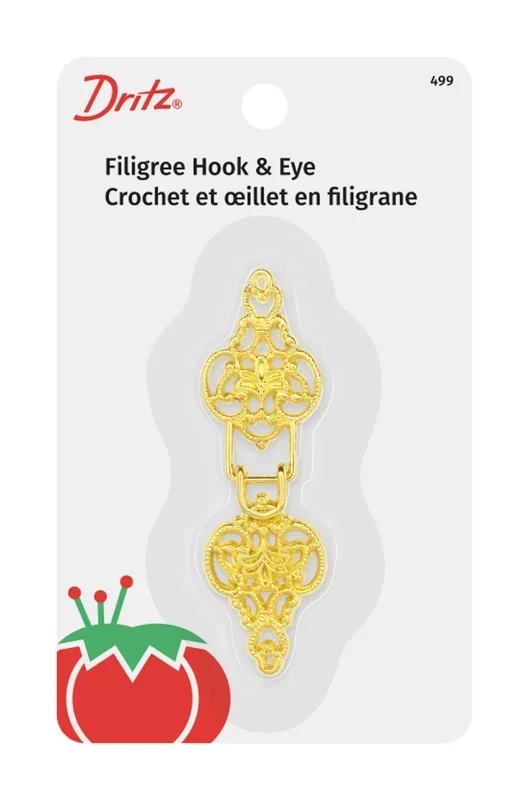 Filigree Hook & Eye, 1 pc, Gold