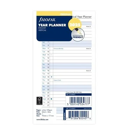 FILOFAX PERSONAL VERTICAL PLANNER 2025