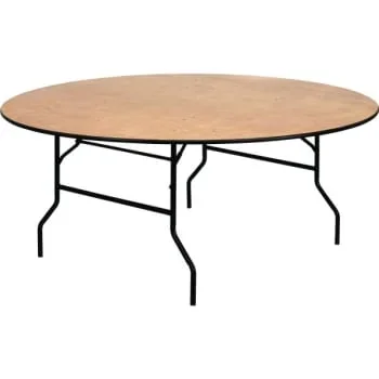 Flash Furniture 60” Round Wood Folding Banquet Table With Clear Coated Finished Top