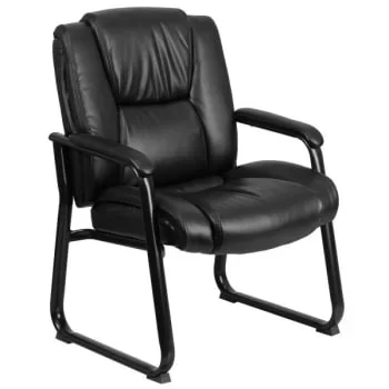 Flash Furniture Black Leather Side Chair 24″ Wide Seat High Back Extra Cushion