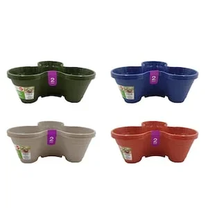 Floral Garden Medium Stackable Plastic 3-Section Planters, 2-pc. Pack
