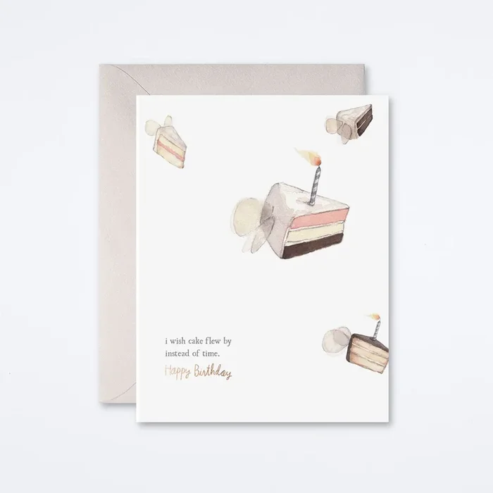 Flying Cake Birthday Card