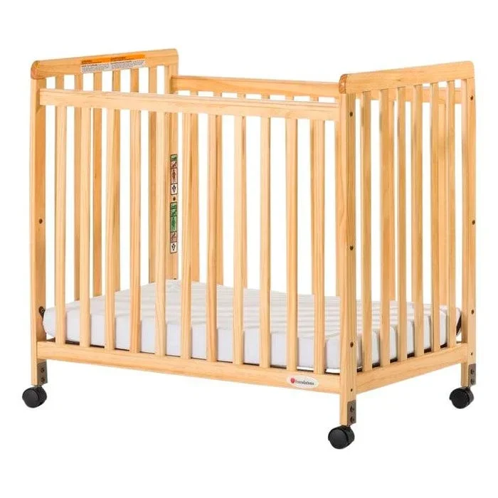 Foundations SafetyCraft Fixed Side Slatted Panel Compact Crib, 39 x 26-1/4 x 39 Inches, Natural