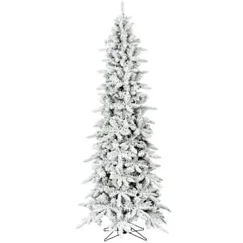 Fraser Hill Farm 7.5′ Slim Mountain Pine Flocked Christmas Tree