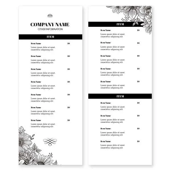 Garden Cafe Menu 4-1/4″x11″ Rectangle Vertical