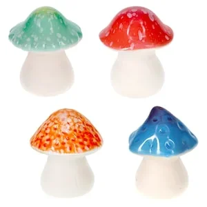 Garden Collection Glazed Ceramic Mushroom Decorations