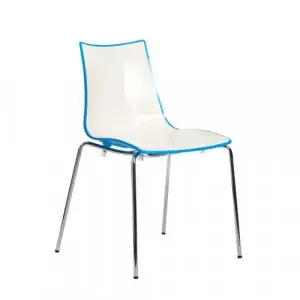 Gecko shell dining stacking chair with chrome legs – blue
