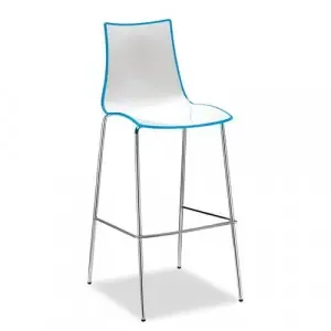 Gecko shell dining stool with chrome legs – blue