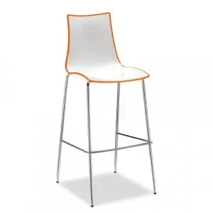 Gecko shell dining stool with chrome legs – orange