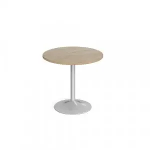 Genoa circular dining table with silver trumpet base 800mm – Barcelona walnut