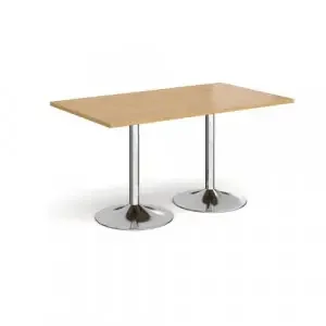 Genoa rectangular dining table with chrome trumpet base 1400mm x 800mm – oak