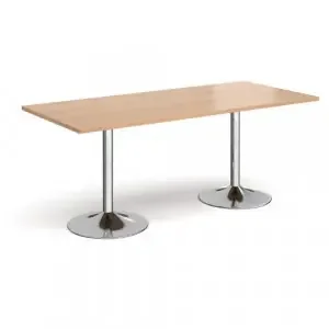 Genoa rectangular dining table with chrome trumpet base 1800mm x 800mm – beech