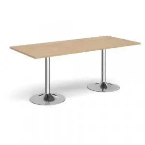 Genoa rectangular dining table with chrome trumpet base 1800mm x 800mm – Kendal oak