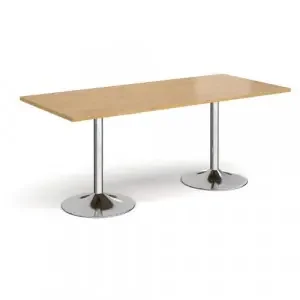 Genoa rectangular dining table with chrome trumpet base 1800mm x 800mm – oak