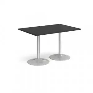 Genoa rectangular dining table with silver trumpet base 1200mm x 800mm – Black