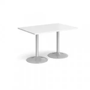 Genoa rectangular dining table with silver trumpet base 1200mm x 800mm – white