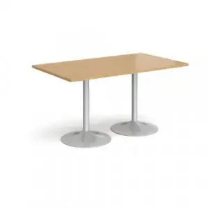 Genoa rectangular dining table with silver trumpet base 1400mm x 800mm – oak