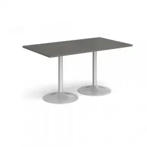 Genoa rectangular dining table with silver trumpet base 1400mm x 800mm – Onyx Grey