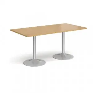 Genoa rectangular dining table with silver trumpet base 1600mm x 800mm – oak