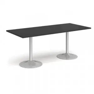 Genoa rectangular dining table with silver trumpet base 1800mm x 800mm – Black