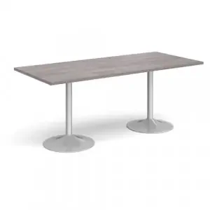 Genoa rectangular dining table with silver trumpet base 1800mm x 800mm – grey oak