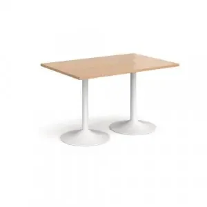 Genoa rectangular dining table with white trumpet base 1200mm x 800mm – beech