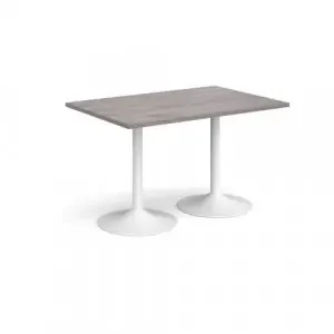 Genoa rectangular dining table with white trumpet base 1200mm x 800mm – grey oak